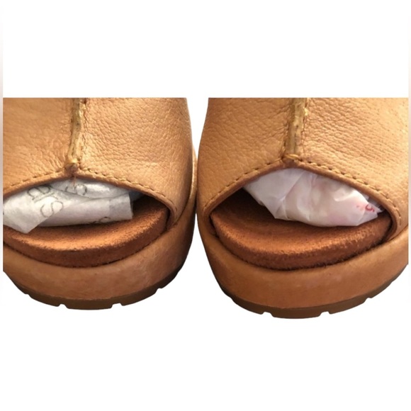 Lucky Brand size 10  tan leather open toe  platform slides leather heel - Picture 9 of 11